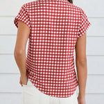 Retro Plaided Short Sleeve Blouse