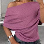 Asymmetric One Shoulder Ribbed Knit Top
