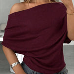 Asymmetric One Shoulder Ribbed Knit Top