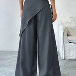 High Waist Wrap Overlay Wide Leg Palazzo Pants