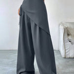 High Waist Wrap Overlay Wide Leg Palazzo Pants