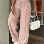 Daily Comfort Tie Front Elastic Waist Wide Leg Pants