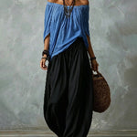 Boho Off Shoulder Blouse and Wide Leg Pants Set