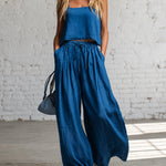Outfit Crop Cami Top and High Waist Wide Leg Pants Set