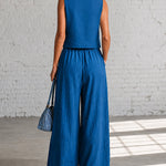 Outfit Crop Cami Top and High Waist Wide Leg Pants Set