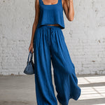 Outfit Crop Cami Top and High Waist Wide Leg Pants Set
