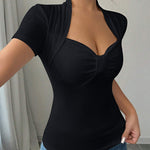 Versatile Sweetheart Neck Basic Bodycon T-Shirt