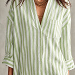 Classic Cotton-Blend Vertical Striped Boyfriend Shirt Dress