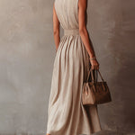 Flowy Comfort Sleeveless Pinsptripe Maxi Dress