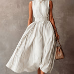 Flowy Comfort Sleeveless Pinsptripe Maxi Dress