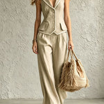 Smart Casual Textured Vest Suit Set
