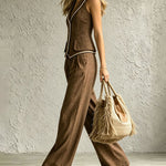 Smart Casual Textured Vest Suit Set
