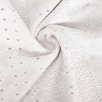 Casual Cotton-Blend Shell Trim V-Neck Eyelet Blouse