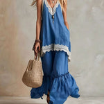 Comfort Loose Lace Trim Sleeveless Matching Set