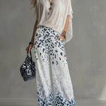 Elevated Casual Chiffon Blouse Leopard Print Pants Set