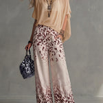 Elevated Casual Chiffon Blouse Leopard Print Pants Set