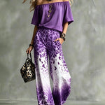 Fashion Gradient Leopard Print Matching Set