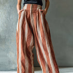 Casual Resort-Style Striped Wide Leg Pants