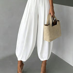 Casual Elastic Waist Pleated Balloon Pants