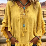 Boho Bell Sleeves Ruffled Top
