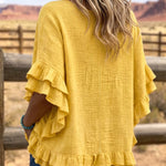 Boho Bell Sleeves Ruffled Top
