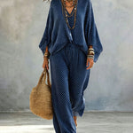 Effortless Chic Batwing Sleeve Polka Dot 2-Piece Set