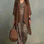 Elegant Chiffon Cardigan And Leopard Print Dress Set