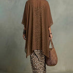 Elegant Chiffon Cardigan And Leopard Print Dress Set
