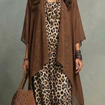 Elegant Chiffon Cardigan And Leopard Print Dress Set