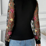 Elegant Floral Embroidered Blouse | A-Line Dress