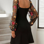 Elegant Floral Embroidered Blouse | A-Line Dress