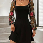 Elegant Floral Embroidered Blouse | A-Line Dress
