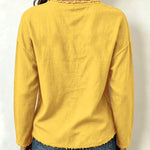 Stylish Asymmetric Panel Seam Frayed Edge Detail Top