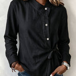 Asymmetric Collar Side Tie Wrap Blouse