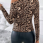 Fashion Leopard Off-the-Shoulder Long Sleeve Top