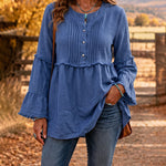 Boho Frayed Edge Detail Peplum Blouse