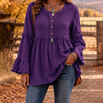 Boho Frayed Edge Detail Peplum Blouse