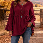 Boho Frayed Edge Detail Peplum Blouse