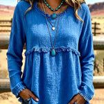 Casual Loose Tassel Long Sleeve Top