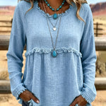 Casual Loose Tassel Long Sleeve Top