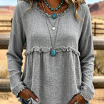 Casual Loose Tassel Long Sleeve Top
