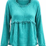 Casual Loose Tassel Long Sleeve Top