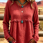 Casual Loose Tassel Long Sleeve Top
