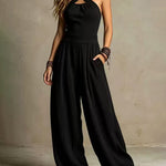 Halter Criss-Cross Wide Leg Jumpsuit