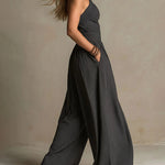 Halter Criss-Cross Wide Leg Jumpsuit