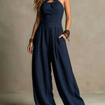 Halter Criss-Cross Wide Leg Jumpsuit