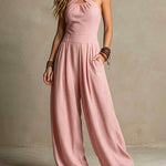 Halter Criss-Cross Wide Leg Jumpsuit