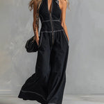 Sleeveless Halter Wide Leg Jumpsuit