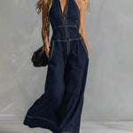 Sleeveless Halter Wide Leg Jumpsuit