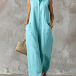 Sleeveless Stand Collar Wide Leg Jumpsuit